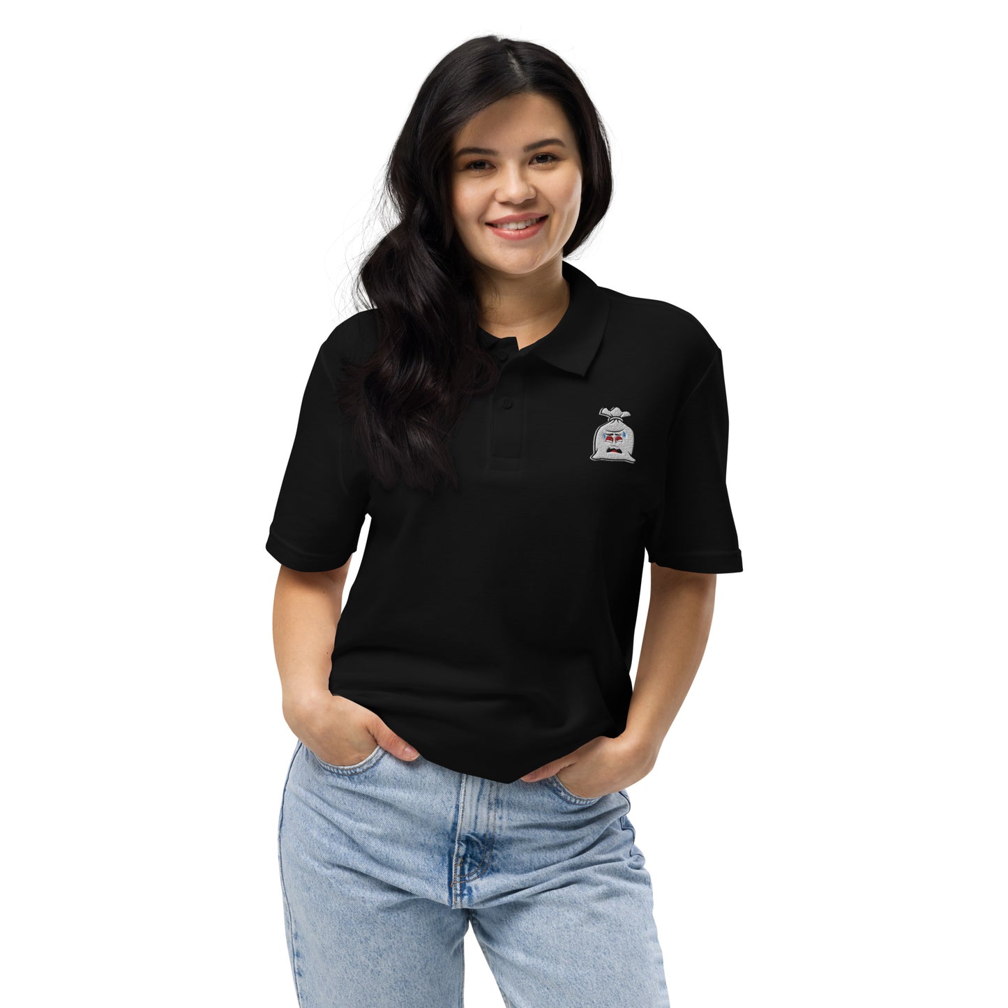 Scared Money Embroidered Unisex pique polo shirt